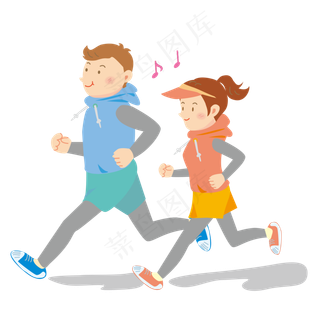 通用节日彩色卡通手绘晨跑,免抠元素