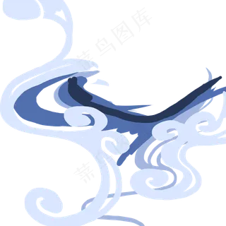 卡通手绘蓝色云雾缭绕,免抠元素