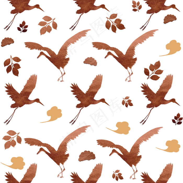 玫瑰金色中国风剪影仙鹤丹顶鹤装(2500X2500(DPI:300))psd模版下载