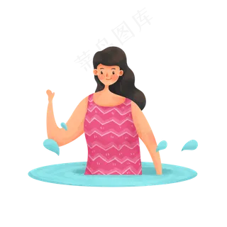 创意可爱夏季游泳女孩