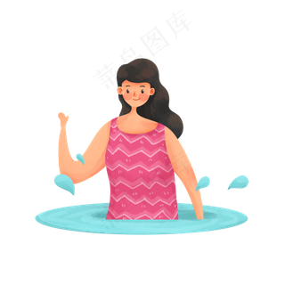 创意可爱夏季游泳女孩