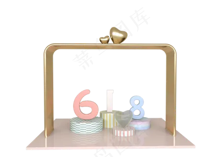 C4D粉色系爱心618年中促销展台