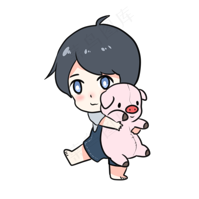 抱着小猪玩具的小男孩(2100X2100(DPI:300))psd模版下载