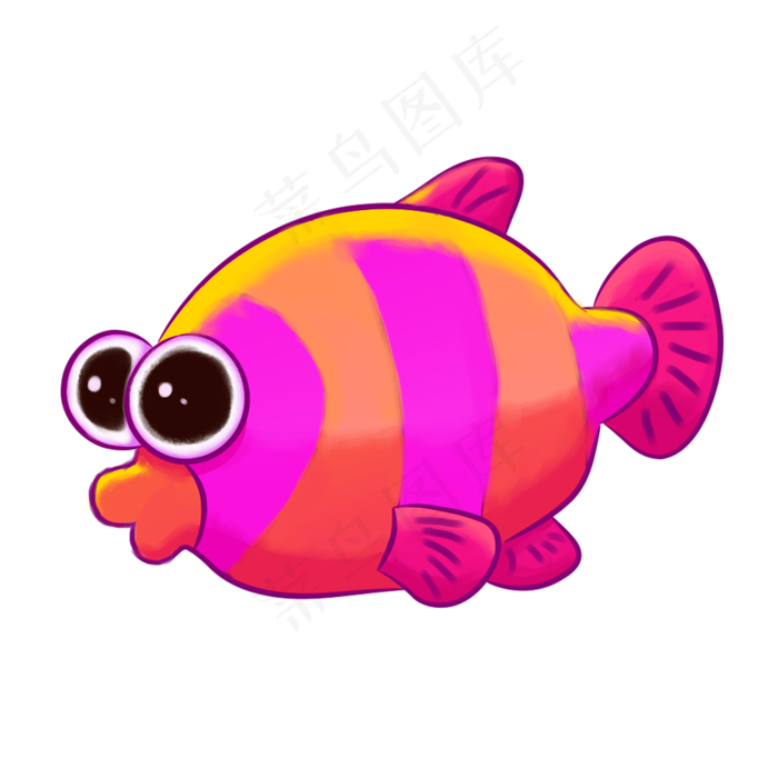 手绘卡通免扣花鱼(2000X2000(DPI:300))psd模版下载