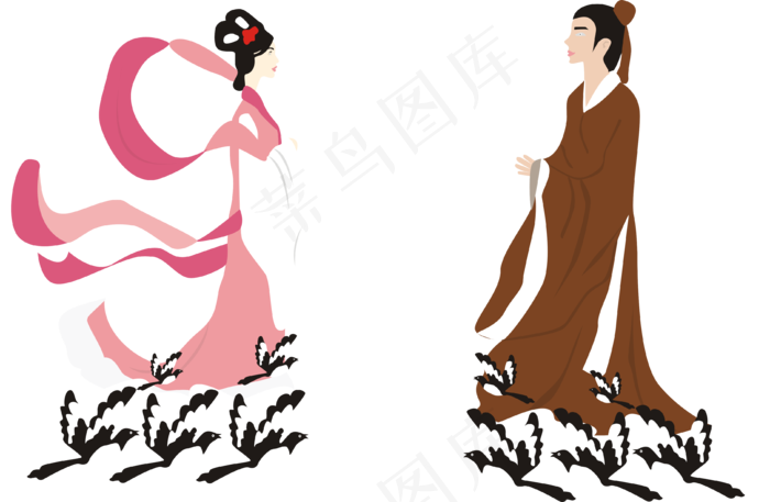 七夕情人节之牛郎织女ai矢量模版下载