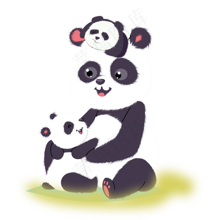 熊猫妈妈和孩子在一起