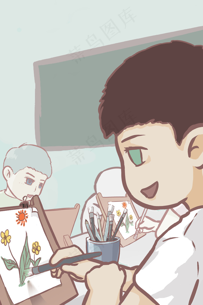 儿童教育之课堂绘画清新插画