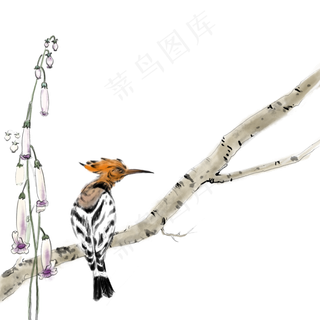 水墨花鸟麻雀,免抠元素