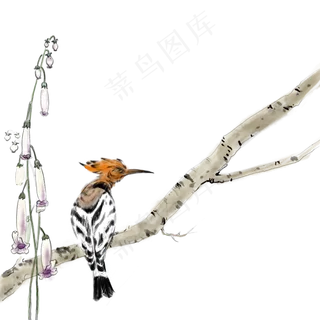 水墨花鸟麻雀,免抠元素