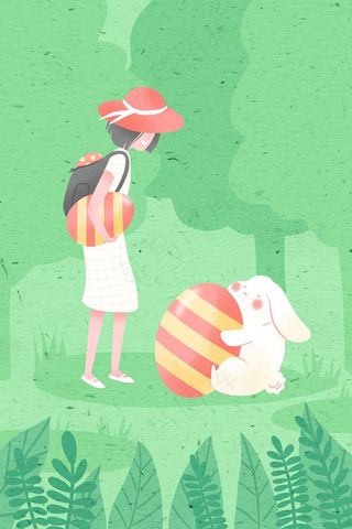 可爱复活节兔子和彩蛋