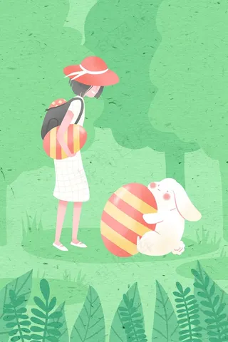 可爱复活节兔子和彩蛋