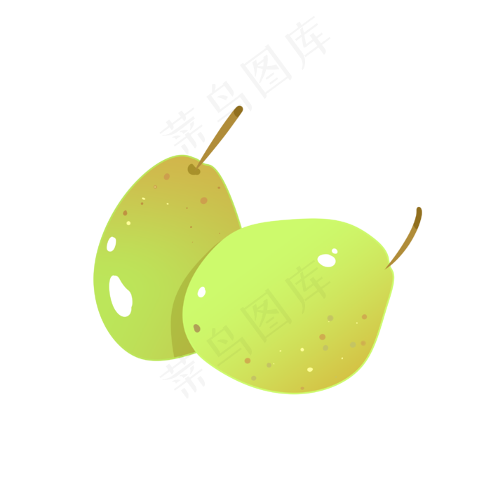两个黄绿色鸭梨免扣