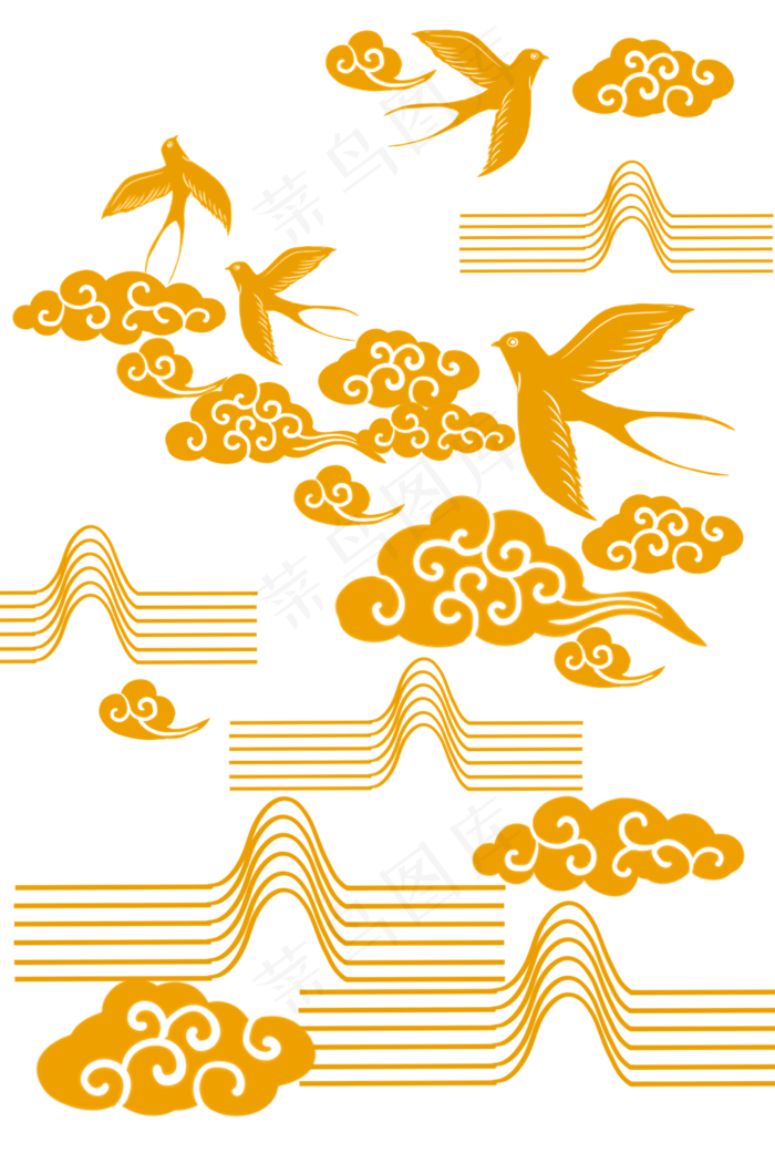 花纹云纹飞鸟