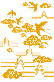 花纹云纹飞鸟