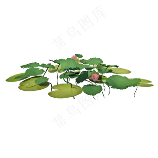 立体池塘荷叶png图