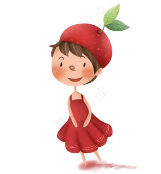 六一儿童节苹果女孩,免抠元素