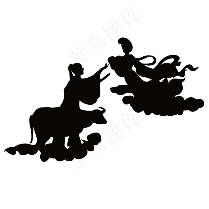 七夕情人节牛郎织女鹊桥相会简约,免抠元素