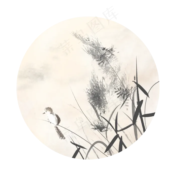 中国风古典风格古风水墨花鸟矢量,免抠元素