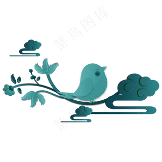 墨绿色渐变花鸟