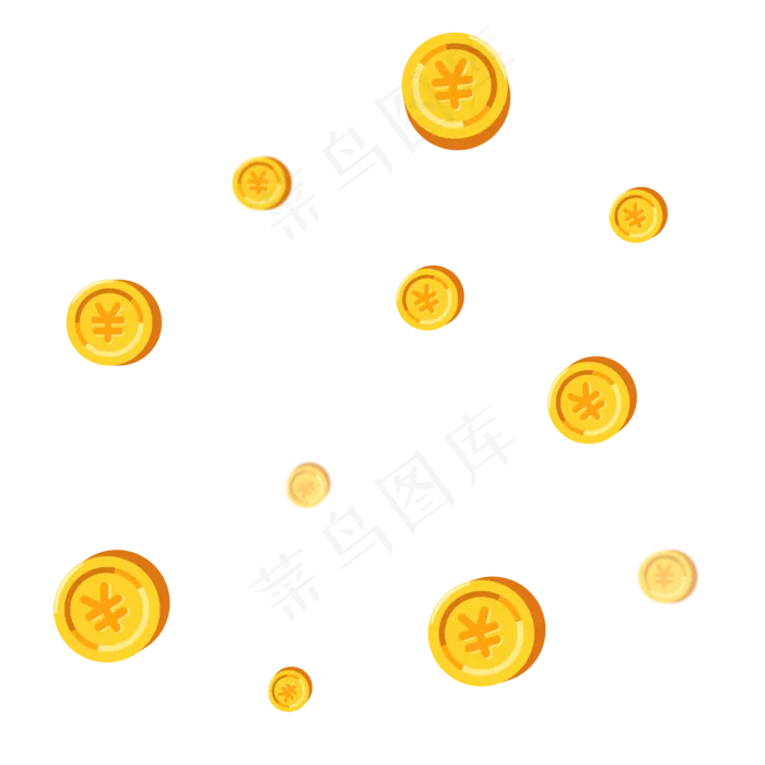 金币漂浮,免抠元素(2000*2000px 300 dpi )ai矢量模版下载