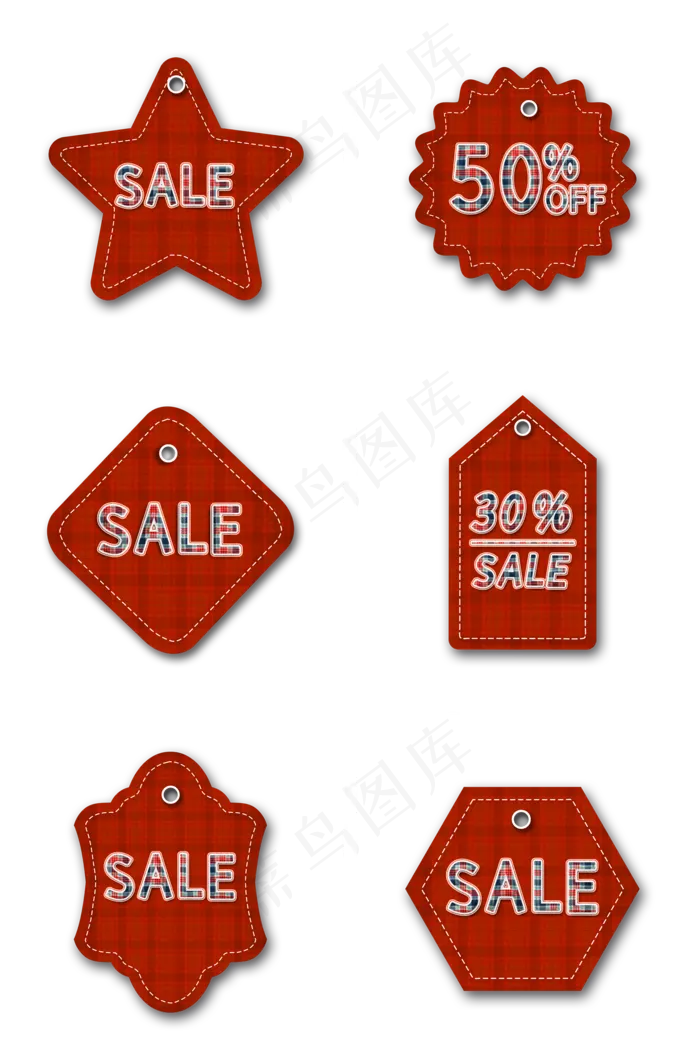圣诞节红色格子促销吊牌组图(2000X3020(DPI:300))psd模版下载
