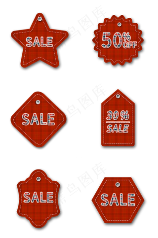圣诞节红色格子促销吊牌组图