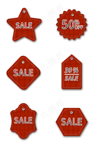 圣诞节红色格子促销吊牌组图