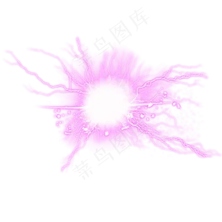紫色光圈闪电元素,免抠元素