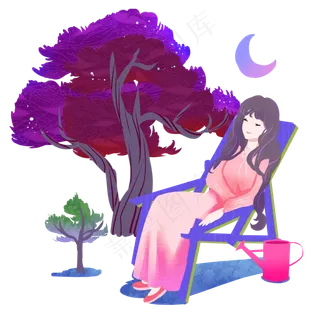 植树节休息的小女孩