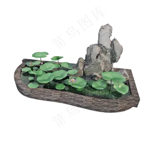 立体荷花池png图