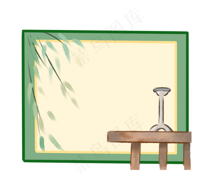 绿色手绘文本框插画
