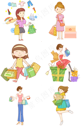 双十一狂欢购物节卡通女孩PNG
