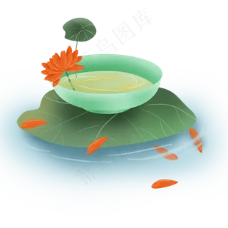 古风荷叶上的一杯茶