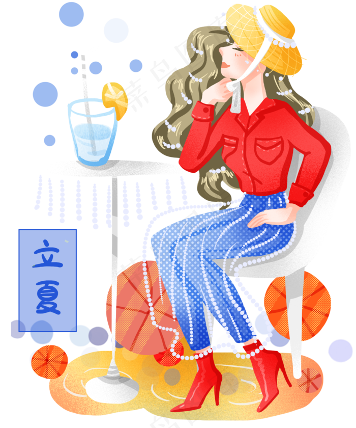 立夏喝饮料的小女孩