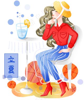 立夏喝饮料的小女孩