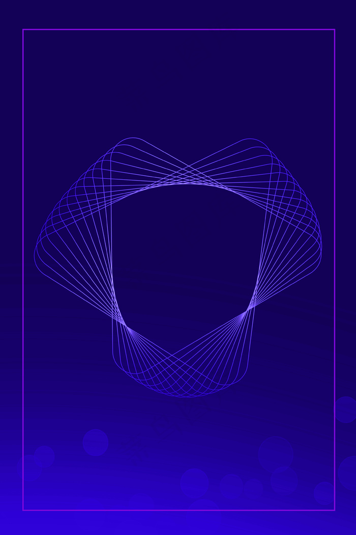 蓝色科技大气商务几何线条边框背景海报