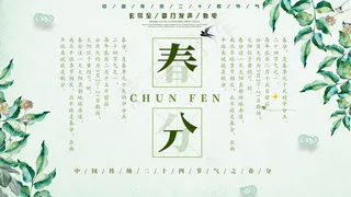 简约文艺风绿色传统二十四节气春分节气展板