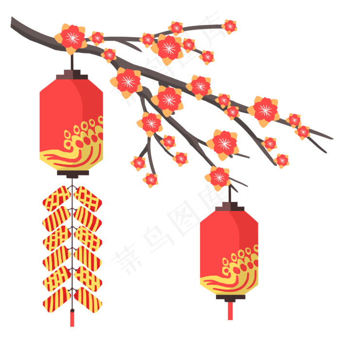 中国风新年红灯笼,免抠元素