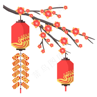 中国风新年红灯笼,免抠元素