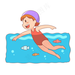 游泳池游泳女孩