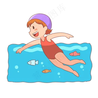 游泳池游泳女孩