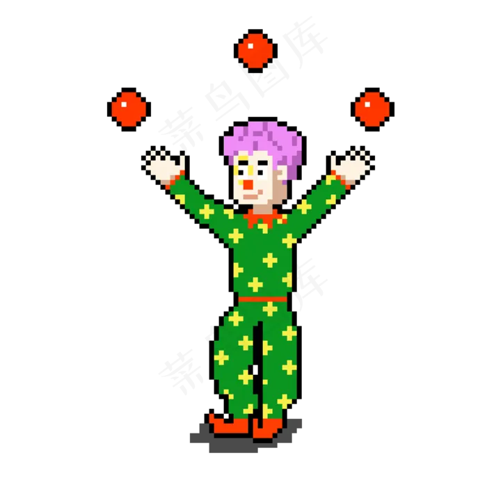 六一儿童节像素风小丑(2000X2000(DPI:300))psd模版下载