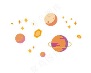 可爱简约星球元素,免抠元素