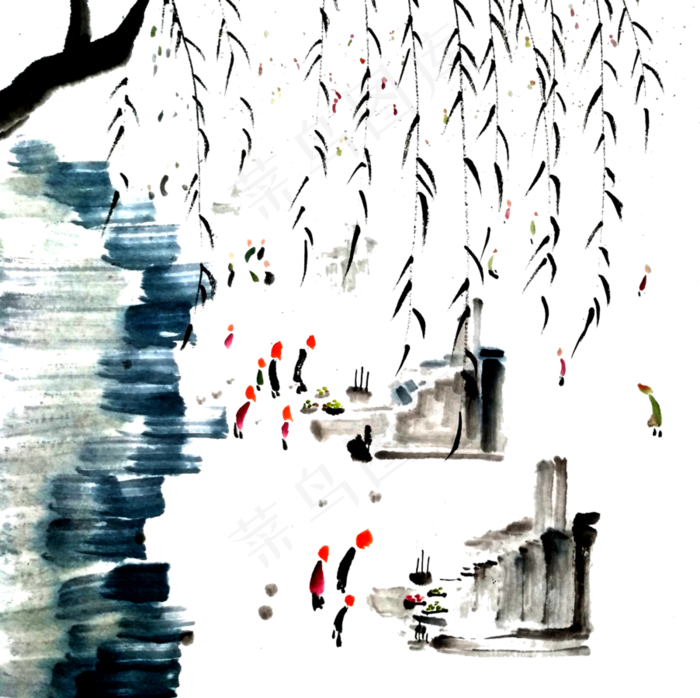 扫墓清明节气国画水墨PNG,免抠元素(3008X3000(DPI:72))psd模版下载