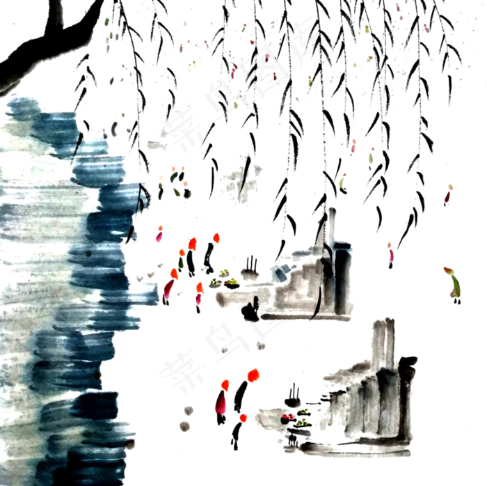扫墓清明节气国画水墨PNG,免抠元素(3008X3000(DPI:72))psd模版下载