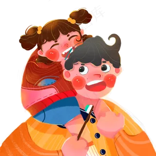 一个大人带着一个小孩子免抠图