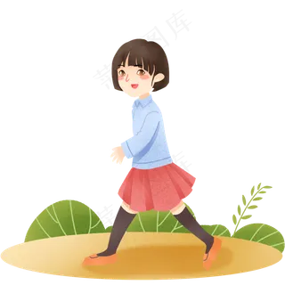 春分走路的小女孩,免抠元素 春分走路的小女孩,免抠元素