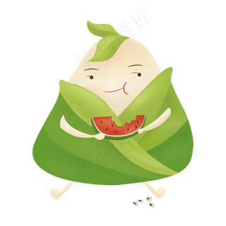 端午节吃西瓜的粽子娃娃