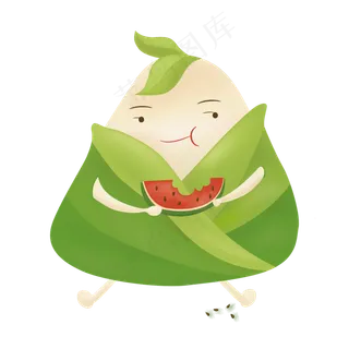 端午节吃西瓜的粽子娃娃