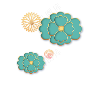 立体剪纸小花,免抠元素